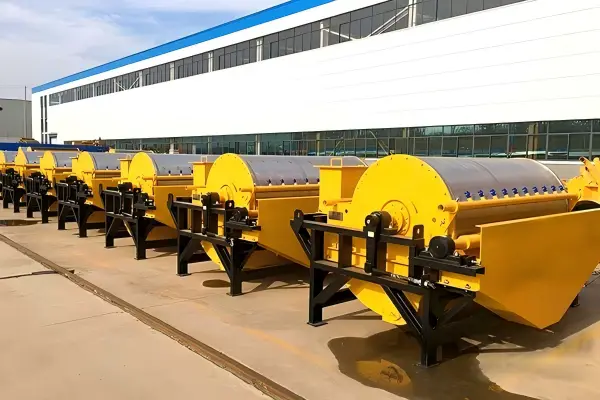 wet magnetic separator drum and tank structure