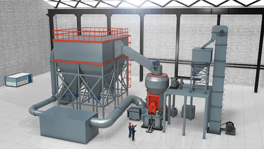 Raymond mill connected with feeder elevator collector and powder handling equipment
