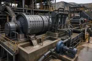 Wet grinding process with ball mill slurry pump and hydrocyclone classification